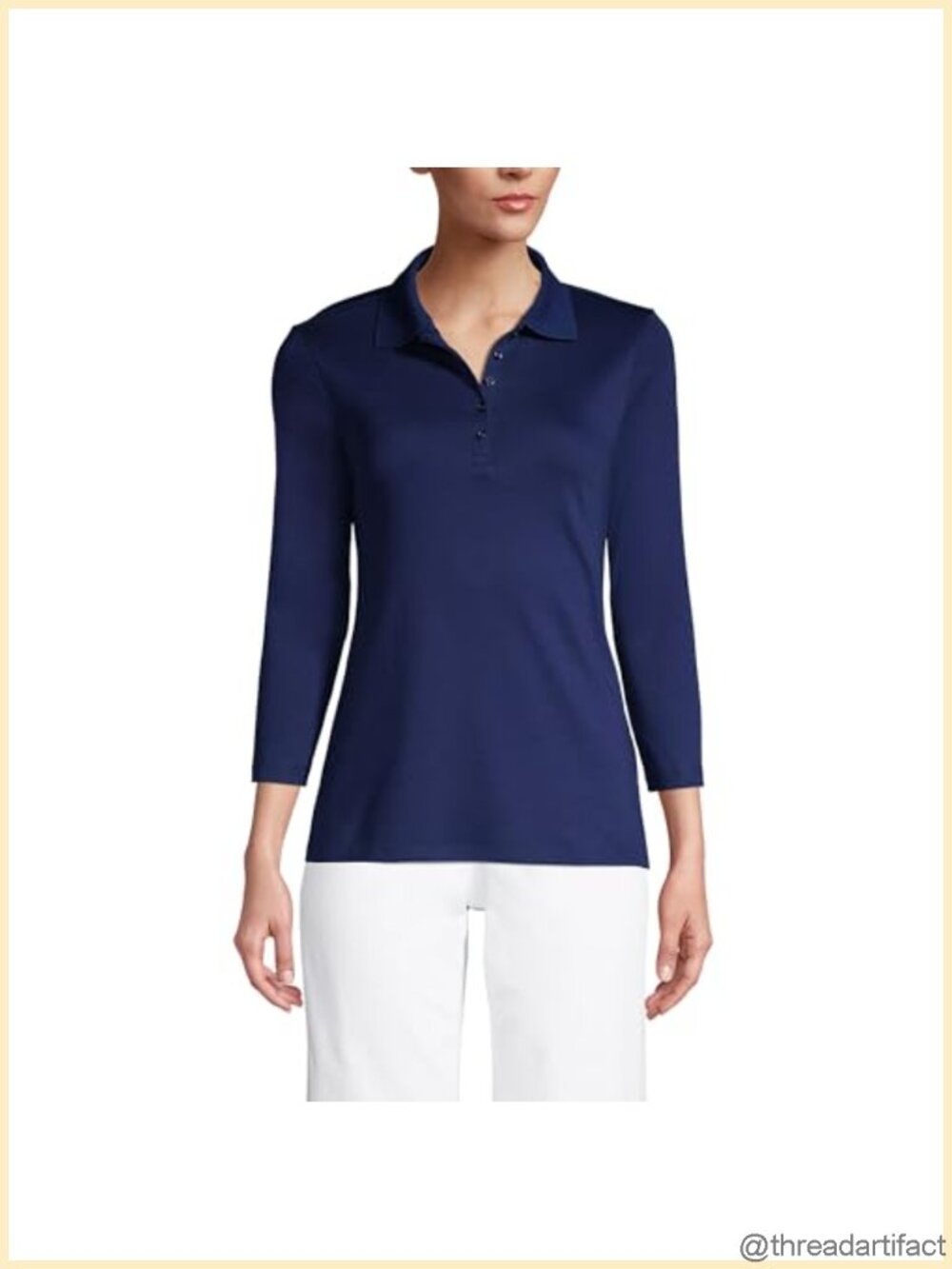 3/4 Sleeve Supima Cotton Polo Shirt Casual Work Top